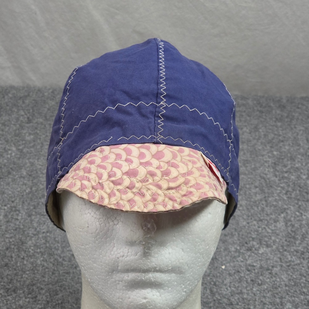 Vintage Comeaux Welding Cap Purple Pink Scallop Pattern Zigzag Stitch Hat 90s